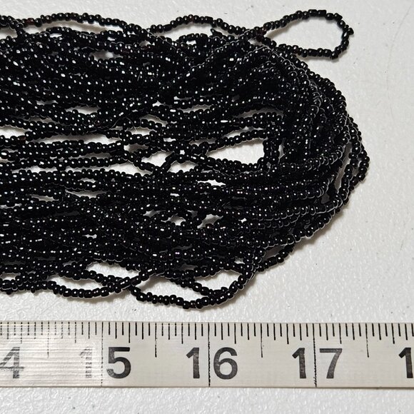 Elegant Black Seed Beaded Multi Strand Chunky Statement Necklace Fashion Jewelry - Picture 5 of 5